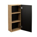 Dulap suspendat cu 1 usa, Luxor Black, Comad, 35x19x75 cm, MDF/PAL laminat, negru mat/stejar