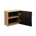Dulap suspendat cu 1 usa, Luxor Black, Comad, 35x19x35 cm, MDF/PAL laminat, negru mat/stejar
