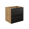 Set mobilier baie, dulap dublu si 2 lavoare, 120 cm Smile, Luxor Black, Comad, MDF/PAL laminat, negru mat/stejar