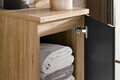 Set mobilier baie, dulap dublu cu lavoar, 120 cm Trust, Luxor Black, Comad, MDF/PAL laminat, negru mat/stejar