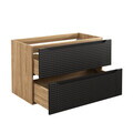 Set mobilier baie, dulap dublu cu lavoar, 120 cm Trust, Luxor Black, Comad, MDF/PAL laminat, negru mat/stejar