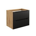 Set mobiler baie, dulap cu lavoar, 70 cm, Luxor Black, Comad, MDF/PAL laminat, negru mat/stejar