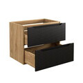 Set mobiler baie, dulap cu lavoar, 70 cm, Luxor Black, Comad, MDF/PAL laminat, negru mat/stejar