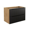 Set mobiler baie, dulap cu lavoar, 80 cm, Luxor Black, Comad, MDF/PAL laminat, negru mat/stejar
