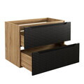 Set mobiler baie, dulap cu lavoar, 80 cm, Luxor Black, Comad, MDF/PAL laminat, negru mat/stejar