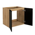 Set mobilier baie, dulap dublu cu lavoar, 90 cm, Luxor Black, Comad, MDF/PAL laminat, negru mat/stejar