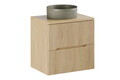 Set mobiler baie, dulap cu lavoar, 60 cm Beyond, Nordic Cremona, Comad, MDF/PAL laminat, stejar cremona
