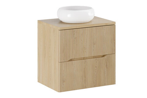 Set mobiler baie, dulap cu lavoar, 60 cm Wiki, Nordic Cremona, Comad, MDF/PAL laminat, stejar cremona