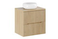 Set mobiler baie, dulap cu lavoar, 60 cm Wiki, Nordic Cremona, Comad, MDF/PAL laminat, stejar cremona