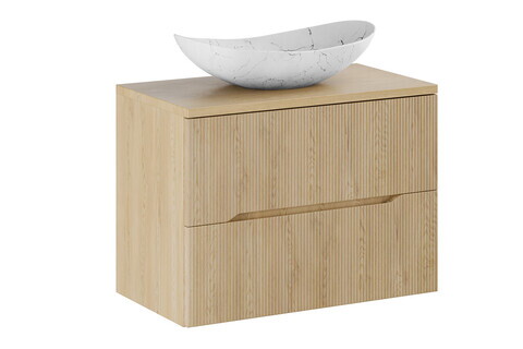 Set mobiler baie, dulap cu lavoar, 80 cm Lena, Nordic Cremona, Comad, MDF/PAL laminat, stejar cremona