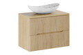 Set mobiler baie, dulap cu lavoar, 80 cm Lena, Nordic Cremona, Comad, MDF/PAL laminat, stejar cremona