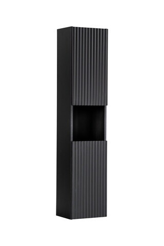 Dulap inalt cu usi, cu fixare pe perete, Nova Black, Comad, 30x25x140 cm, MDF/PAL laminat, negru mat
