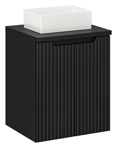 Set mobiler baie, dulap cu lavoar, 50 cm D Un Gaja, Nova Black, Comad, MDF/PAL laminat, negru mat