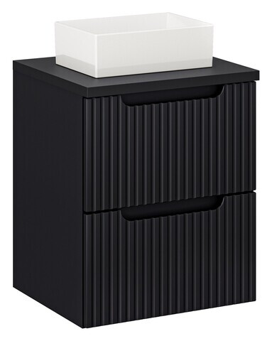 Set mobiler baie, dulap cu lavoar, 50 cm S Un Gaja, Nova Black, Comad, MDF/PAL laminat, negru mat