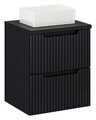 Set mobiler baie, dulap cu lavoar, 50 cm S Un Gaja, Nova Black, Comad, MDF/PAL laminat, negru mat
