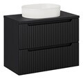 Set mobiler baie, dulap cu lavoar, 80 cm S Un Beyond, Nova Black, Comad, MDF/PAL laminat, negru mat