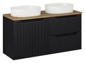 Set mobilier baie, dulap dublu si 2 lavoare, 120 cm Beyond, Nova Black Oak, Comad, MDF/PAL laminat, negru mat