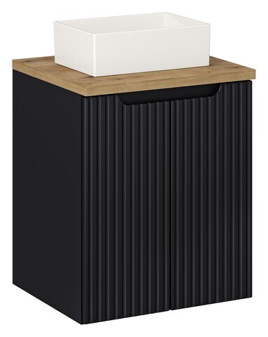 Set mobiler baie, dulap cu lavoar, 50 cm D Un Gaja, Nova Black Oak, Comad, MDF/PAL laminat, negru mat