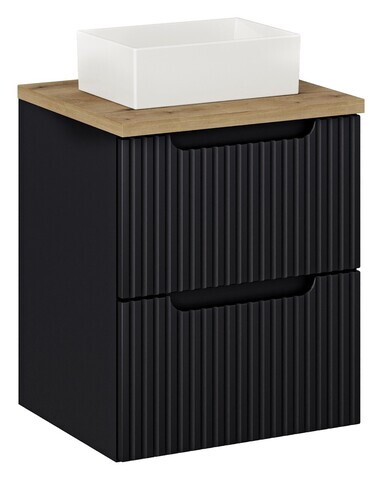 Set mobiler baie, dulap cu lavoar, 50 cm S Un Gaj, Nova Black Oak, Comad, MDF/PAL laminat, negru mat
