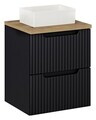 Set mobiler baie, dulap cu lavoar, 50 cm S Un Gaj, Nova Black Oak, Comad, MDF/PAL laminat, negru mat