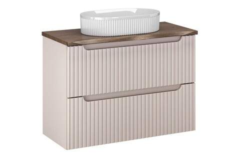 Set mobiler baie, dulap cu lavoar, 80 cm, Nova Cashmere Natural, Comad, MDF/PAL laminat, casmir mat