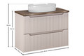 Set mobiler baie, dulap cu lavoar, 80 cm, Nova Cashmere Natural, Comad, MDF/PAL laminat, casmir mat