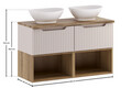 Set mobilier baie, dulap dublu si 2 lavoare, 100 cm S Un Lola, Nova Cashmere Oak, Comad, MDF/PAL laminat, casmir mat