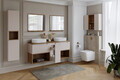 Set mobilier baie, dulap dublu si 2 lavoare, 100 cm S Un Lola, Nova Cashmere Oak, Comad, MDF/PAL laminat, casmir mat