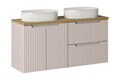 Set mobilier baie, dulap dublu si 2 lavoare, 120 cm D S Un Beyond, Nova Cashmere Oak, Comad, MDF/PAL laminat, casmir mat