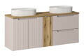 Set mobilier baie, dulap dublu si 2 lavoare, 140 cm D S Un Beyond, Nova Cashmere Oak, Comad, MDF/PAL laminat, casmir mat