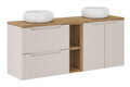 Set mobilier baie, dulap dublu si 2 lavoare, 140 cm, Nova Cashmere Oak, Comad, MDF/PAL laminat, casmir mat