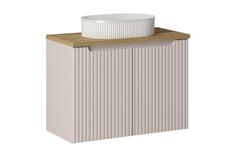 Set mobiler baie, dulap cu lavoar, 80 cm D Un Beyond, Nova Cashmere Oak, Comad, MDF/PAL laminat, casmir mat