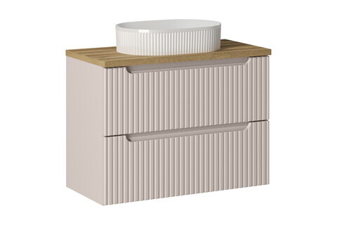 Set mobiler baie, dulap cu lavoar, 80 cm S Un Beyond, Nova Cashmere Oak, Comad, MDF/PAL laminat, casmir mat