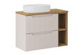 Set mobilier baie, dulap cu lavoar, 80 cm, Nova Cashmere Oak, Comad, MDF/PAL laminat, casmir mat