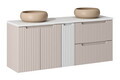 Set mobilier baie, dulap dublu si 2 lavoare, 140 cm D S Un Wik, Nova Cashmere White, Comad, MDF/PAL laminat, casmir mat