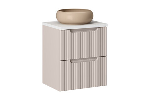 Set mobiler baie, dulap cu lavoar, 50 cm S Un Wik, Nova Cashmere White, Comad, MDF/PAL laminat, casmir mat