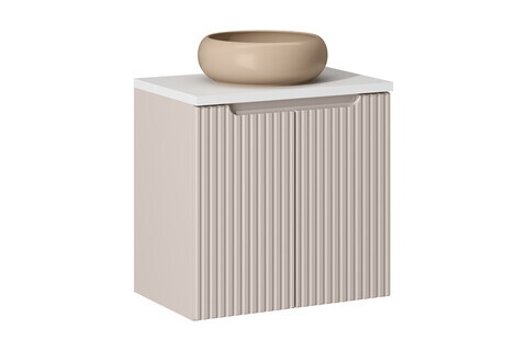 Set mobiler baie, dulap cu lavoar, 60 cm D Un Wik, Nova Cashmere White, Comad, MDF/PAL laminat, casmir mat
