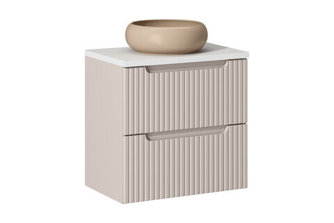 Set mobiler baie, dulap cu lavoar, 60 cm S Un Wik, Nova Cashmere White, Comad, MDF/PAL laminat, casmir mat