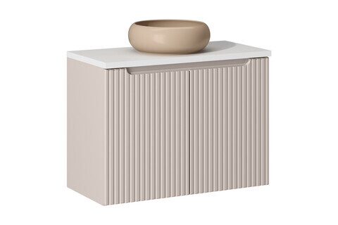 Set mobiler baie, dulap cu lavoar, 80 cm D Un Wik, Nova Cashmere White, Comad, MDF/PAL laminat, casmir mat