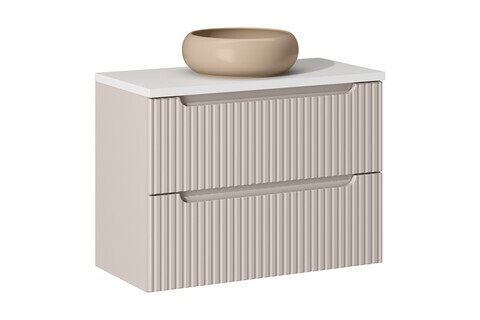 Set mobiler baie, dulap cu lavoar, 80 cm S Un Wik, Nova Cashmere White, Comad, MDF/PAL laminat, casmir mat