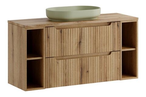 Set mobilier baie, dulap dublu cu lavoar, 120 cm, Nova Coast Evoke Oak, Comad, MDF/PAL laminat, stejar coast evoke