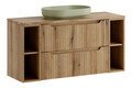 Set mobilier baie, dulap dublu cu lavoar, 120 cm, Nova Coast Evoke Oak, Comad, MDF/PAL laminat, stejar coast evoke