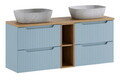 Set mobilier baie, dulap dublu si 2 lavoare, 140 cm, Nova Denim Oak, Comad, MDF/PAL laminat, stejar coast evoke