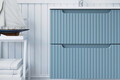 Set mobilier baie, dulap dublu si 2 lavoare, 140 cm, Nova Denim Oak, Comad, MDF/PAL laminat, stejar coast evoke