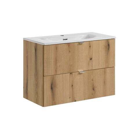 Set dulap de baie cu lavoar, 80 cm S Dance, Nova Oak, Comad, PAL laminat, stejar coast evoke