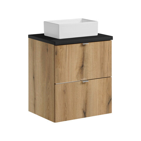 Set mobiler baie, dulap cu lavoar, 50 cm S Un Gaja, Nova Oak Black, Comad, MDF/PAL laminat, stejar coast evoke