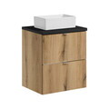 Set mobiler baie, dulap cu lavoar, 50 cm S Un Gaja, Nova Oak Black, Comad, MDF/PAL laminat, stejar coast evoke