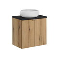 Set mobiler baie, dulap cu lavoar, 60 cm D Un Wik, Nova Oak Black, Comad, MDF/PAL laminat, stejar coast evoke
