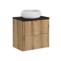 Set mobiler baie, dulap cu lavoar, 60 cm S Un Wiki, Nova Oak Black, Comad, MDF/PAL laminat, stejar coast evoke