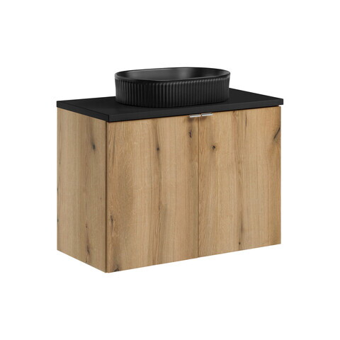 Set mobiler baie, dulap cu lavoar, 80 cm D Un Beyond, Nova Oak Black, Comad, MDF/PAL laminat, stejar coast evoke
